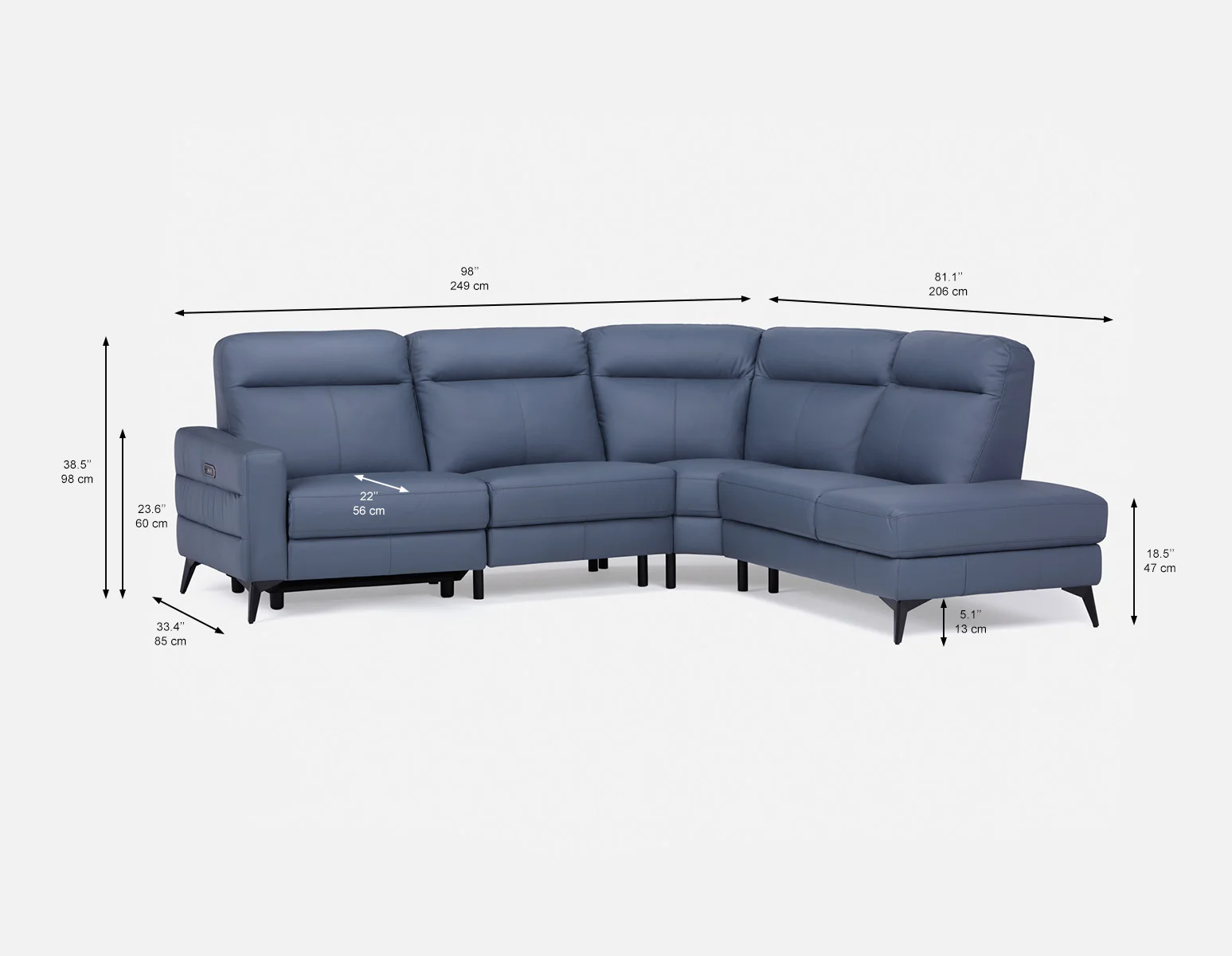 BILLIE — Right-facing 100% leather power reclining sectional sofa (39-01-98-17) - Image 14