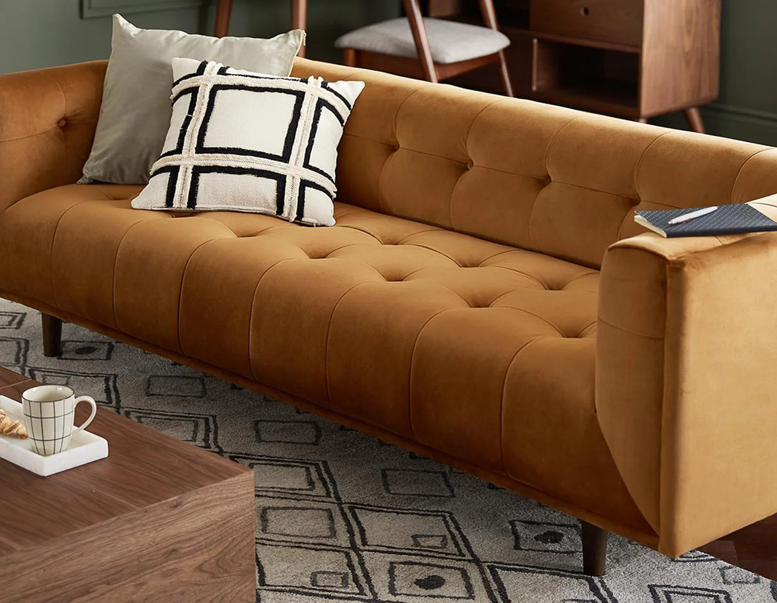 LORETTA — Mid-century modern velvet 3-seater sofa (18-76-63-96) - Image 9