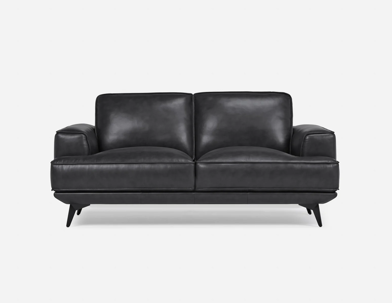 ALPHA — 100% leather mid century loveseat (68-16-19-20) - Image 2