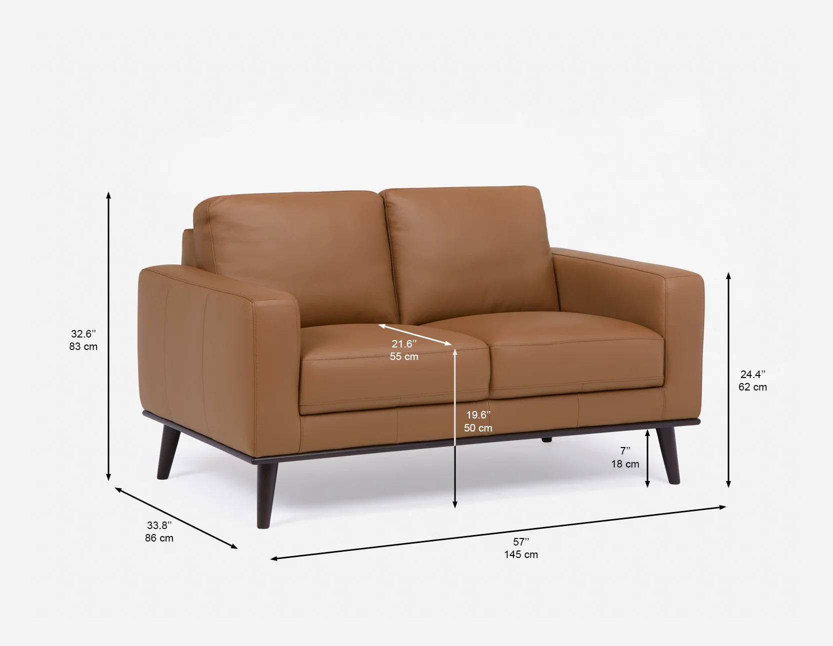 BETTA — 100% leather mid century loveseat (24-76-17-31) - Image 11