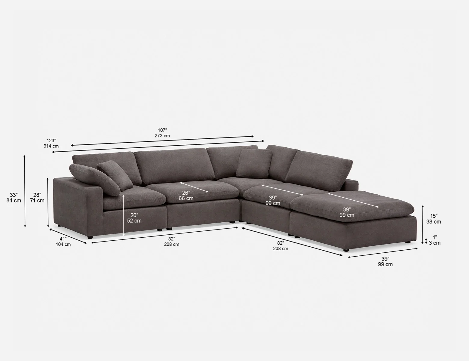 SOFT — Contemporary 5-pc modular sectional sofa (89-07-55-30) - Image 24