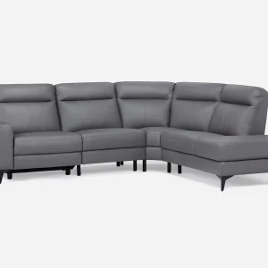BILLIE — Right-facing 100% leather power reclining sectional sofa (39-01-98-30)