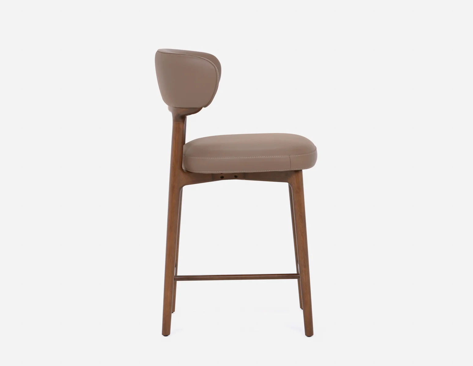 SEVILLE — 100% leather mid-century counter stool 66cm (45-12-99-93) - Image 10
