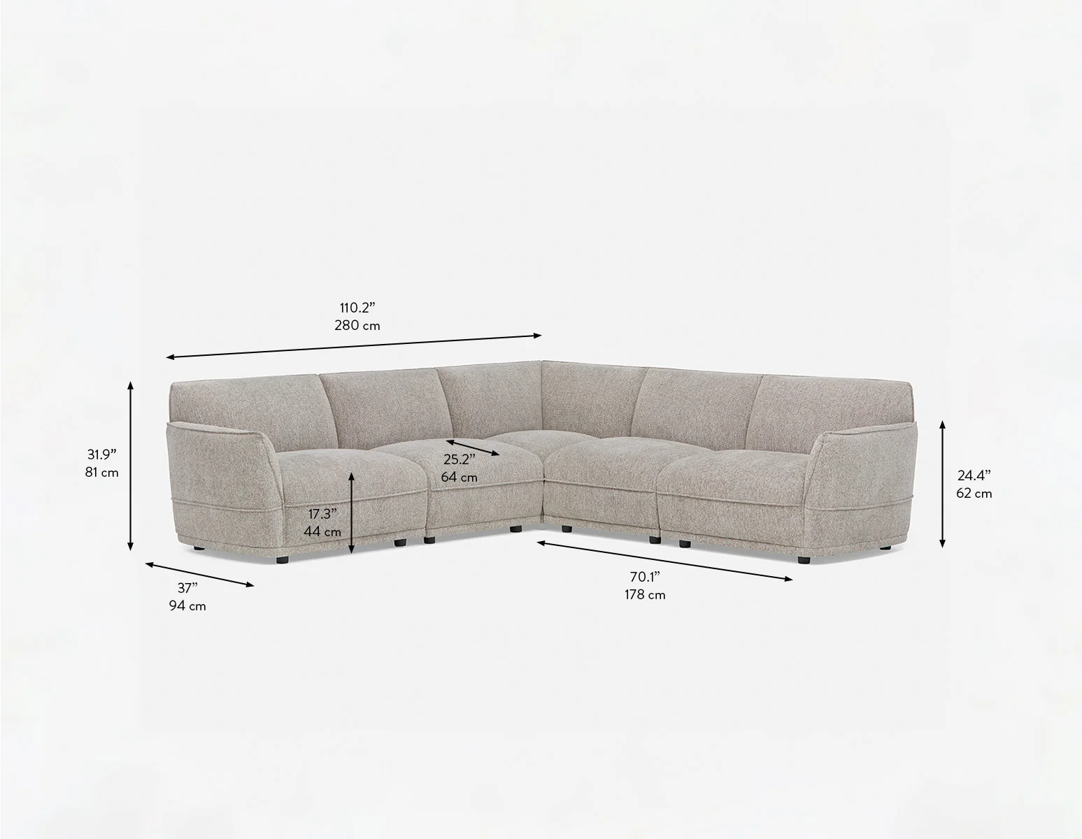 PAUL — Modern contemporary sectional sofa (96-64-98-30-D) - Image 11