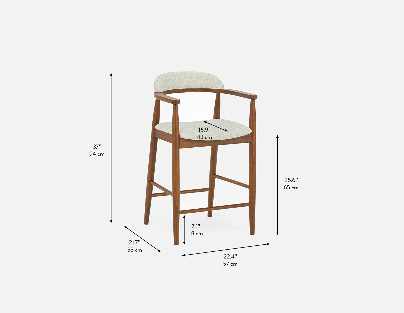 JOSY — Mid-century counter stool 66cm (57-68-18-95) - Image 9