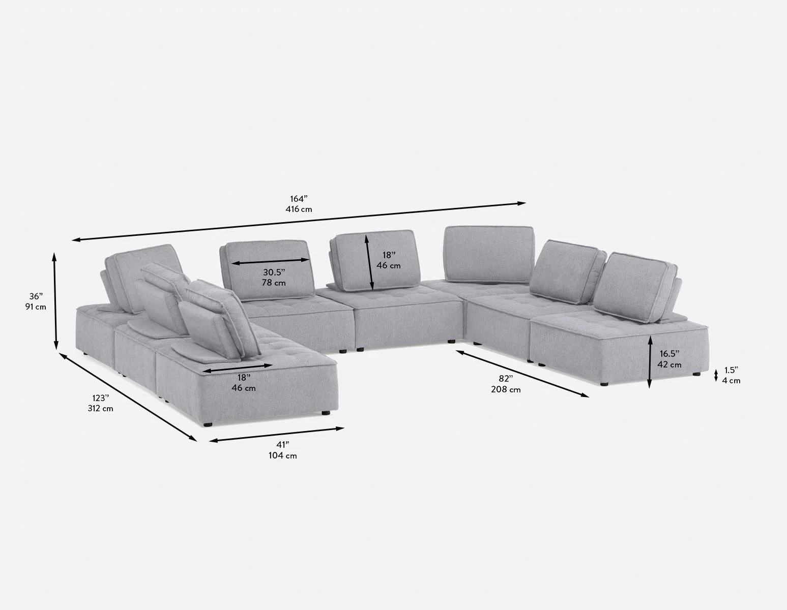 LEON — 8-pc modular interchangeable sofa (64-97-53-62) - Image 8