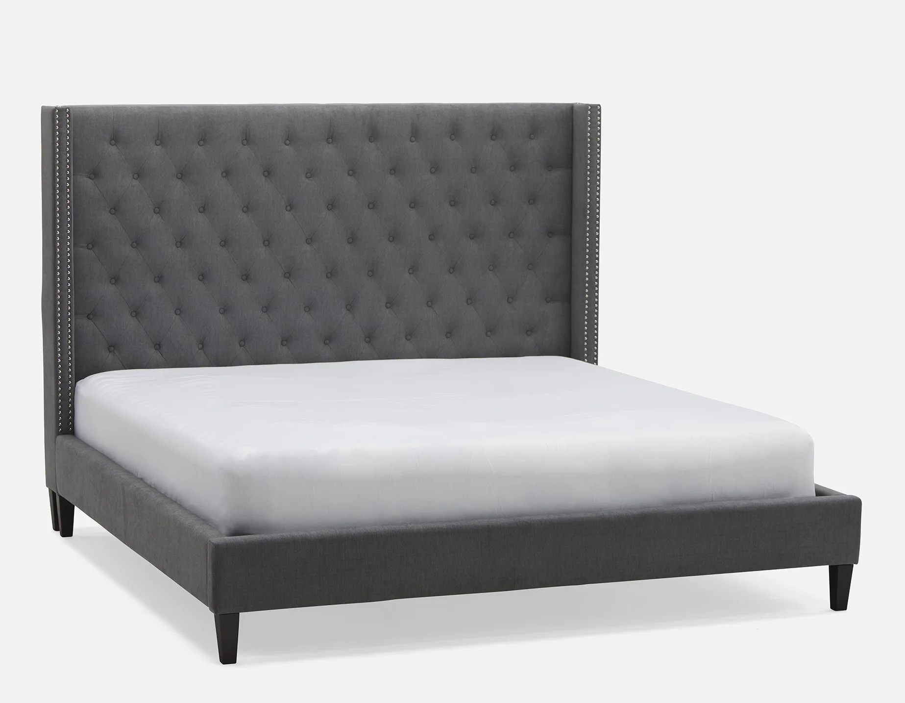 VERSAILLES — Traditional tufted upholstered wingback king size bed (82-62-30-30) - Image 10