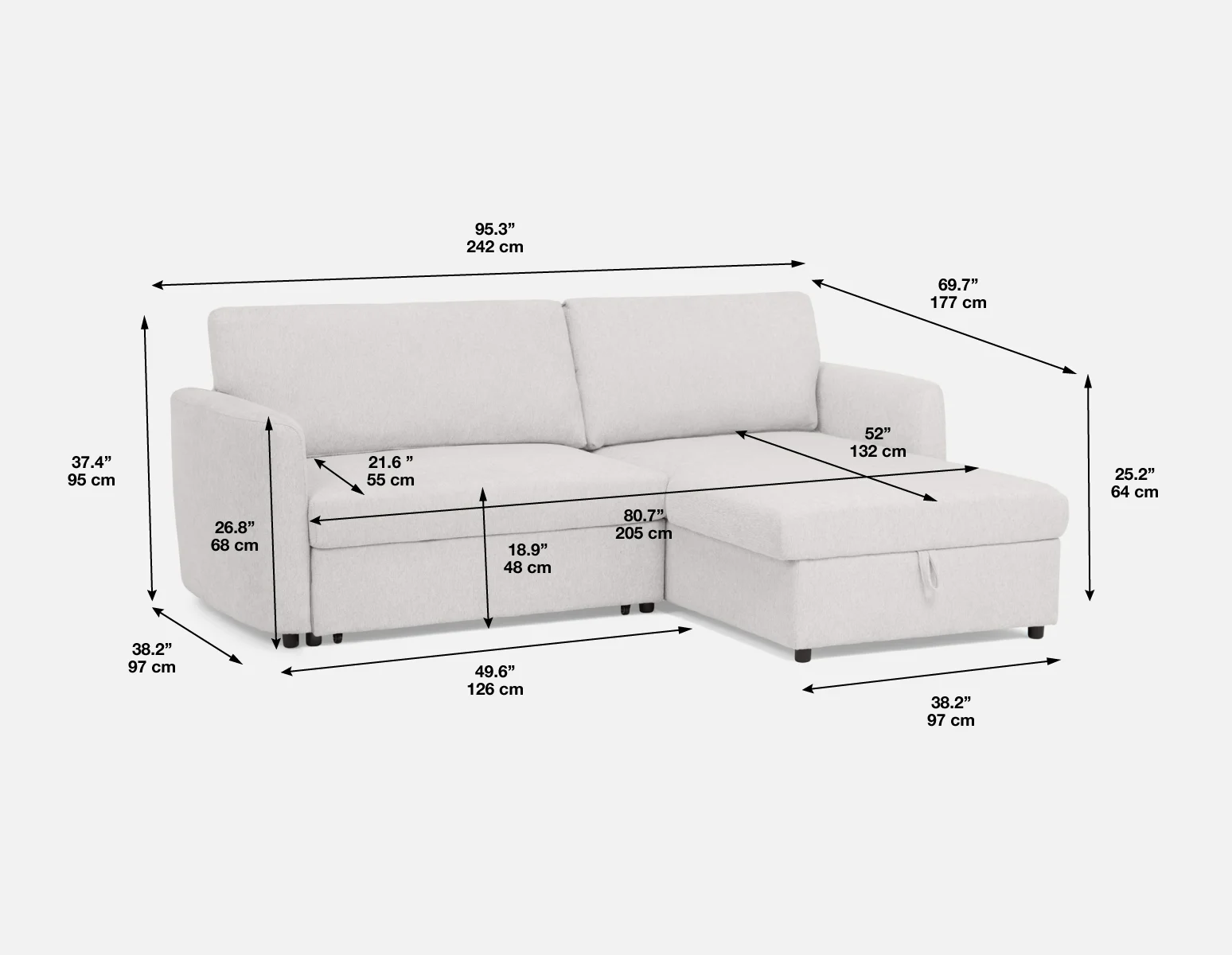 JANICE — Modern interchangeable storage sectional sofa-bed (87-17-27-95) - Image 20