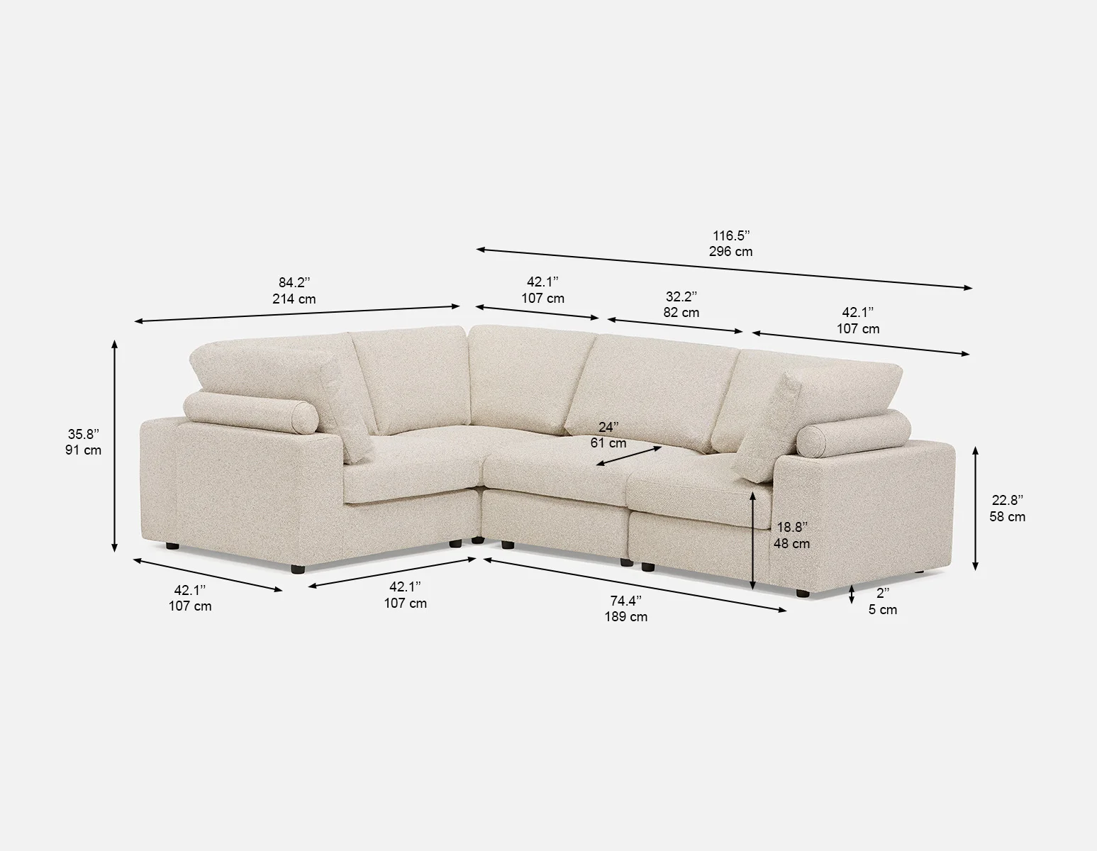 OLISA — 4-pc modular interchangeable sofa (14-34-75-95) - Image 10