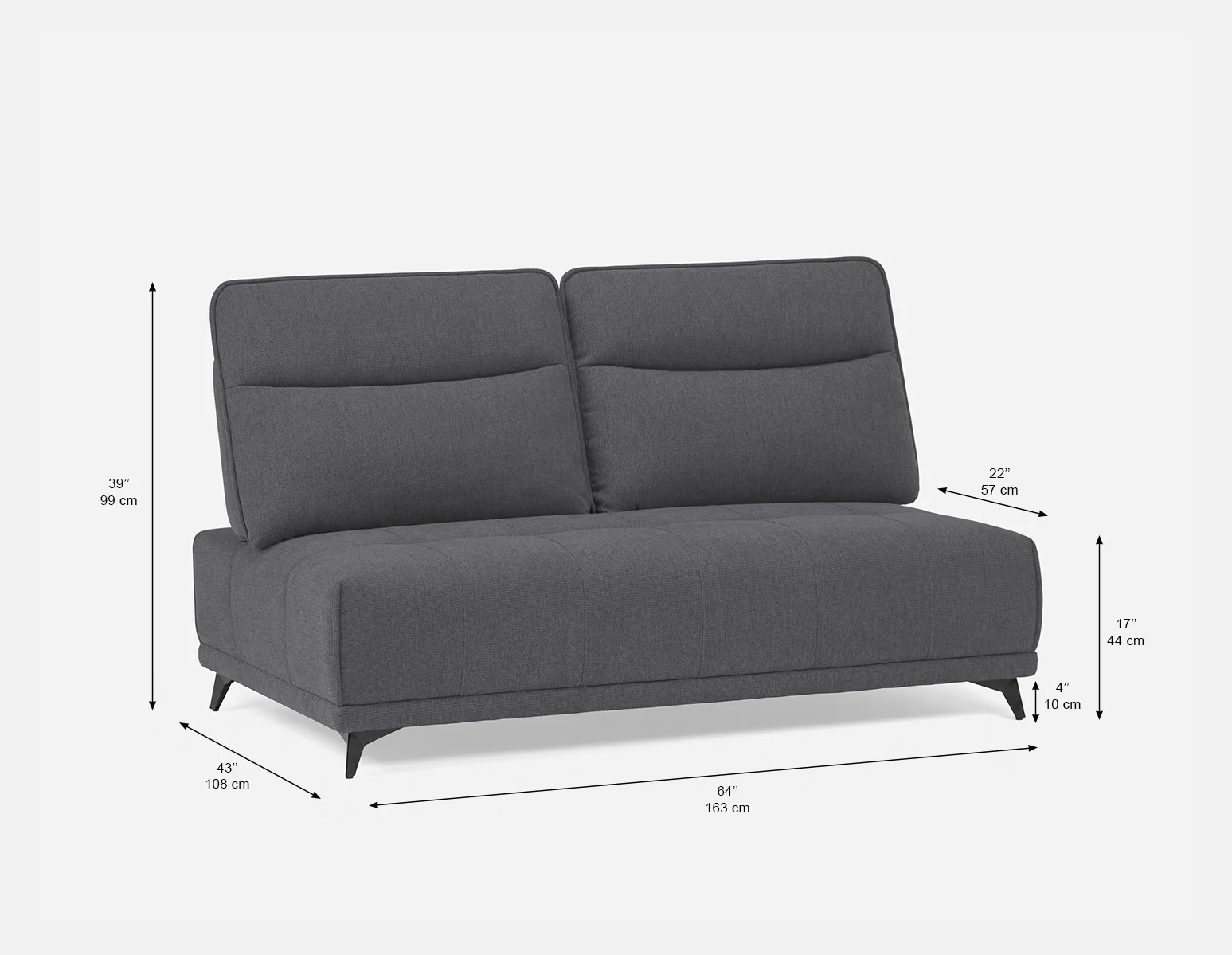 SIMON — Modern contemporary armless loveseat with adjustable backrest (75-79-85-30) - Image 12