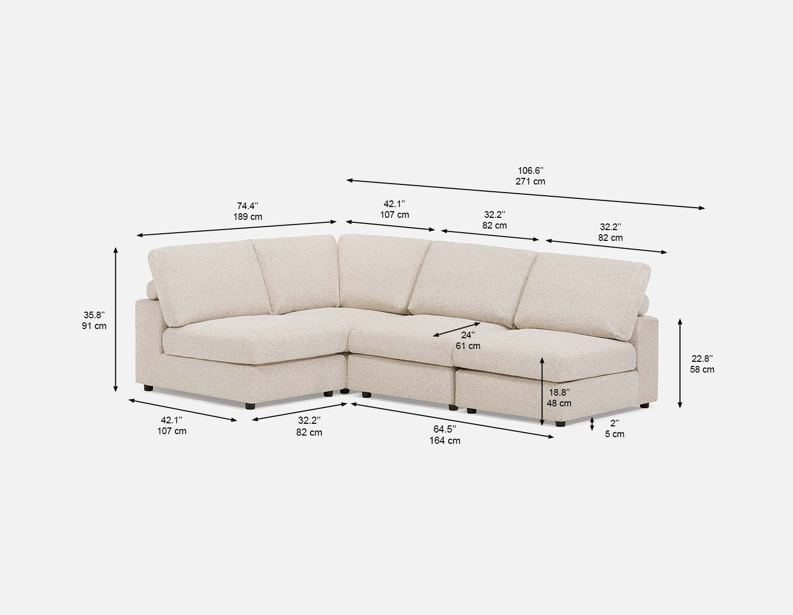 OLISA — 4-pc modular interchangeable sofa (64-29-42-95) - Image 8