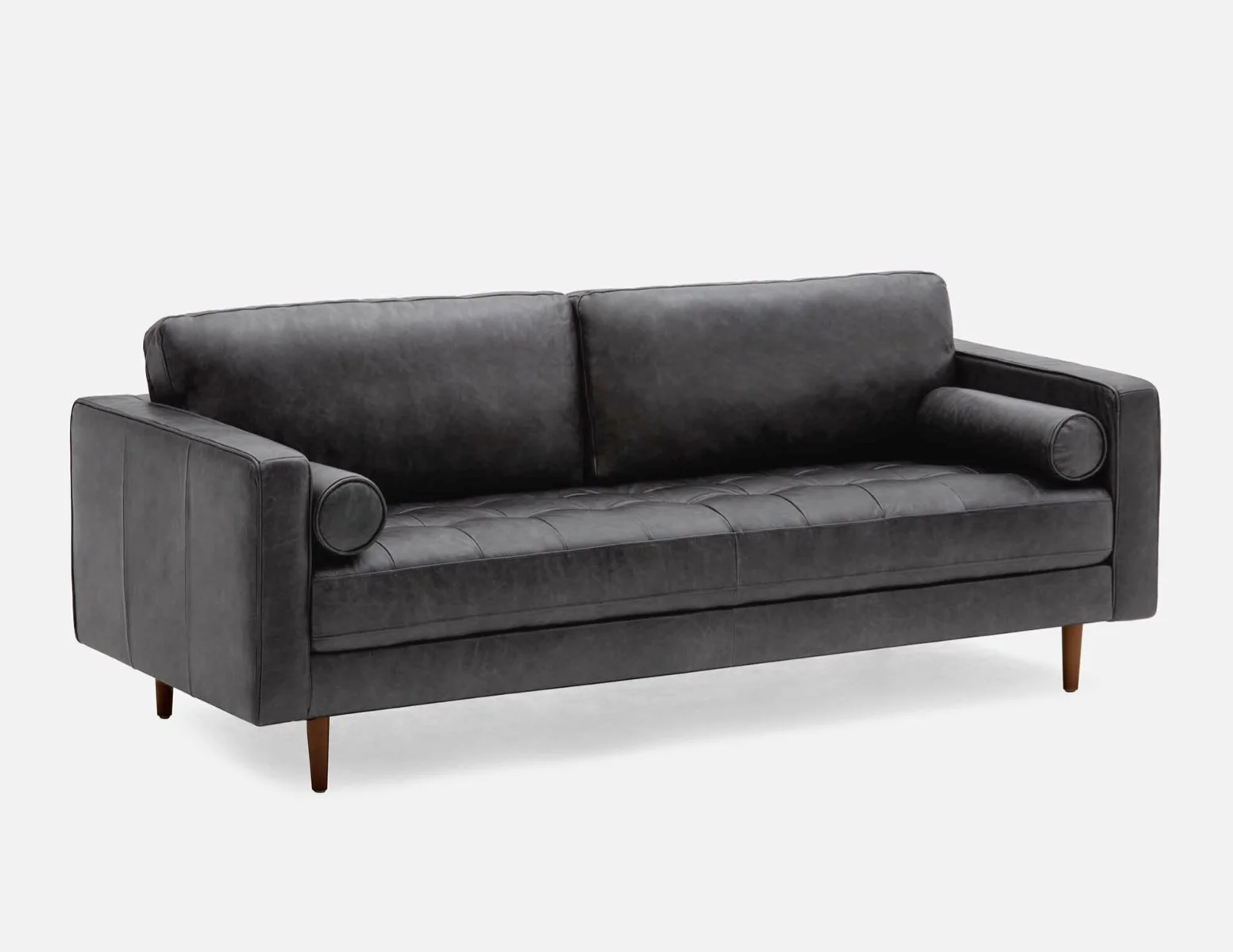 KINSEY — Mid-century modern 100% leather 3-seater sofa (94-25-26-20) - Image 9