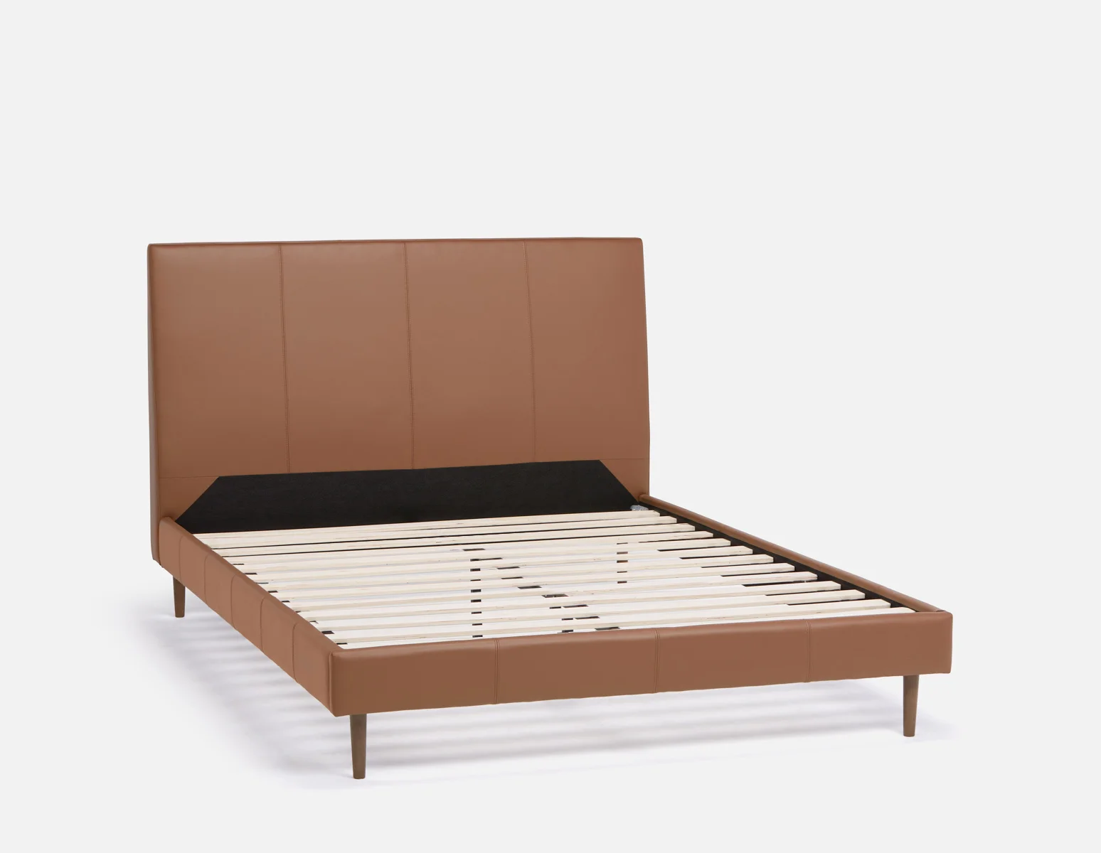 JAVIER — Mid-century modern 100% leather queen size bed (64-99-88-31) - Image 3