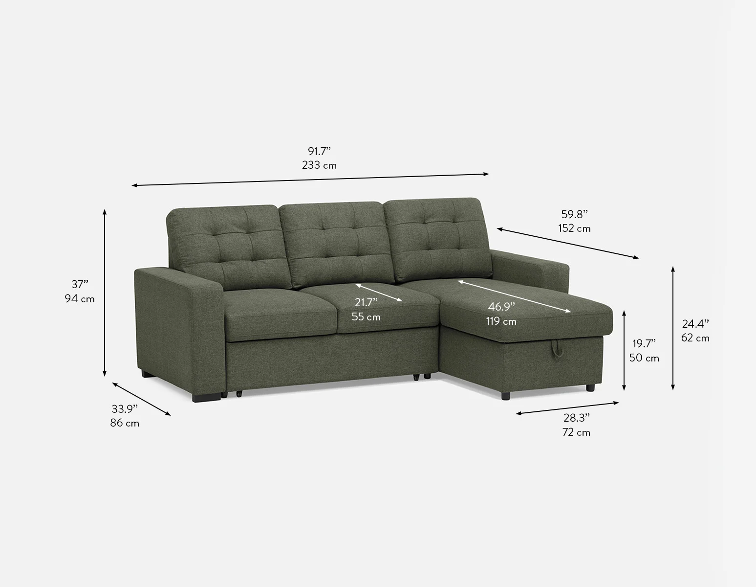 MARNIE — Contemporary interchangeable sectional sofa-bed with storage (73-29-20-18) - Image 16