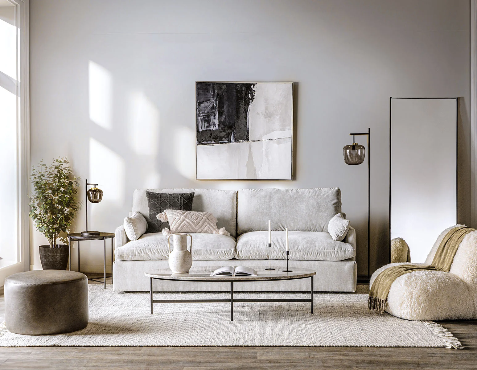 CHABLIS — Contemporary sofa 89" superior comfort (27-90-71-30)