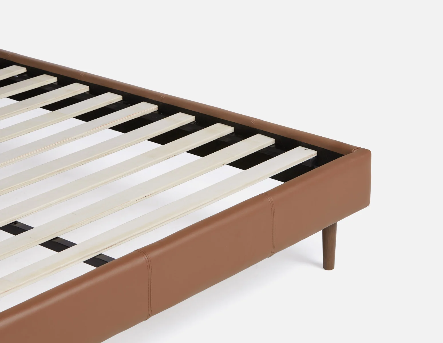 JAVIER — Mid-century modern 100% leather queen size bed (64-99-88-31) - Image 6