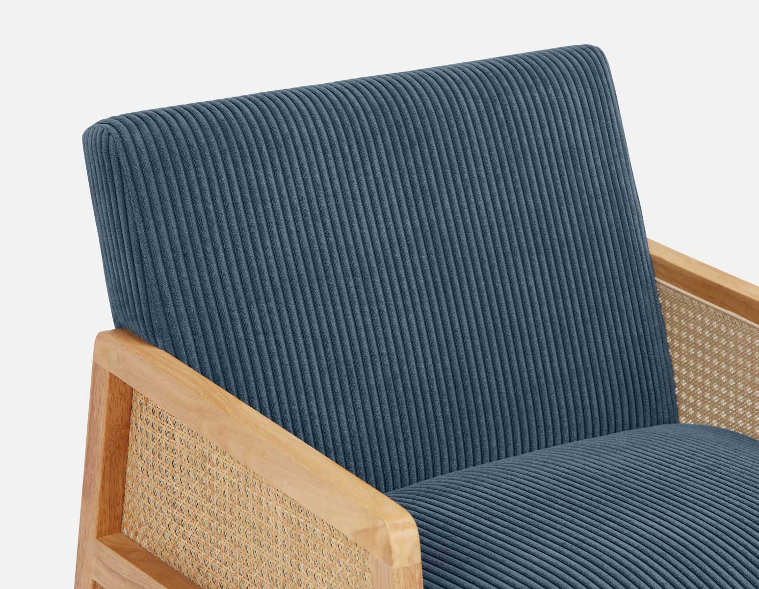 BECKETT — Armchair with corduroy and rattan accents (58-39-40-60) - Image 7