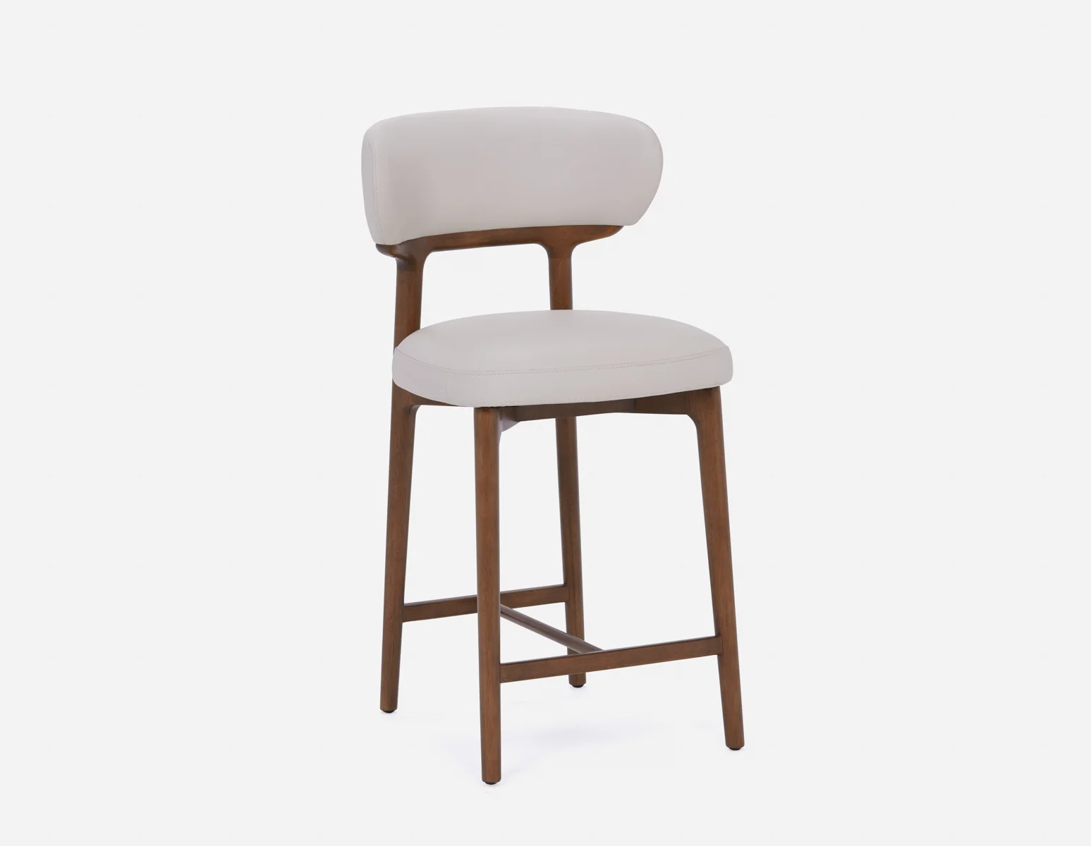 SEVILLE — 100% leather mid-century counter stool 66cm (45-12-99-34) - Image 15