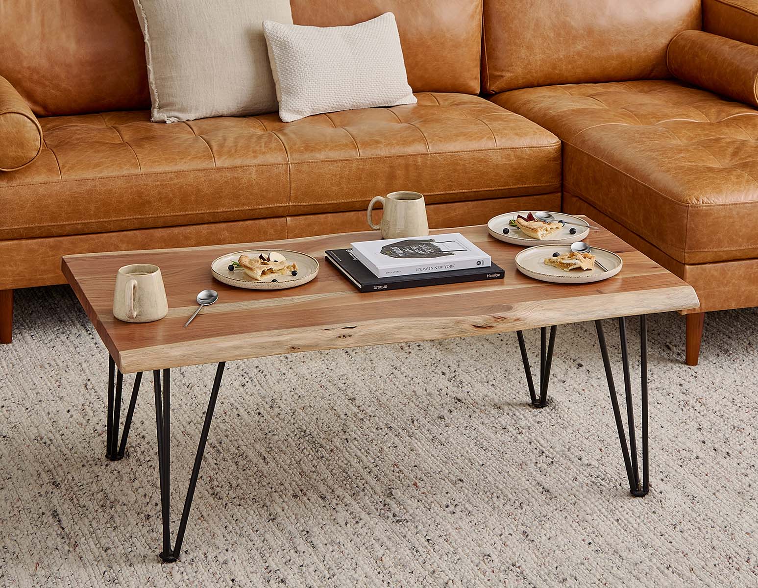 RENO — Solid acacia wood coffee table 120 cm - Image 10