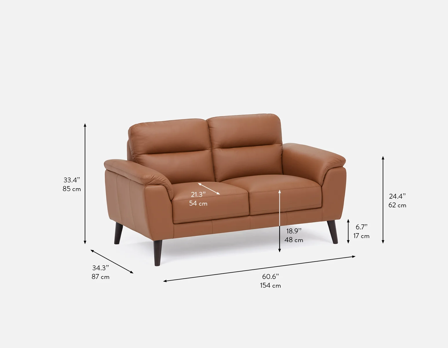 GAMARRA — 100% leather modern contemporary loveseat (72-10-78-31) - Image 9