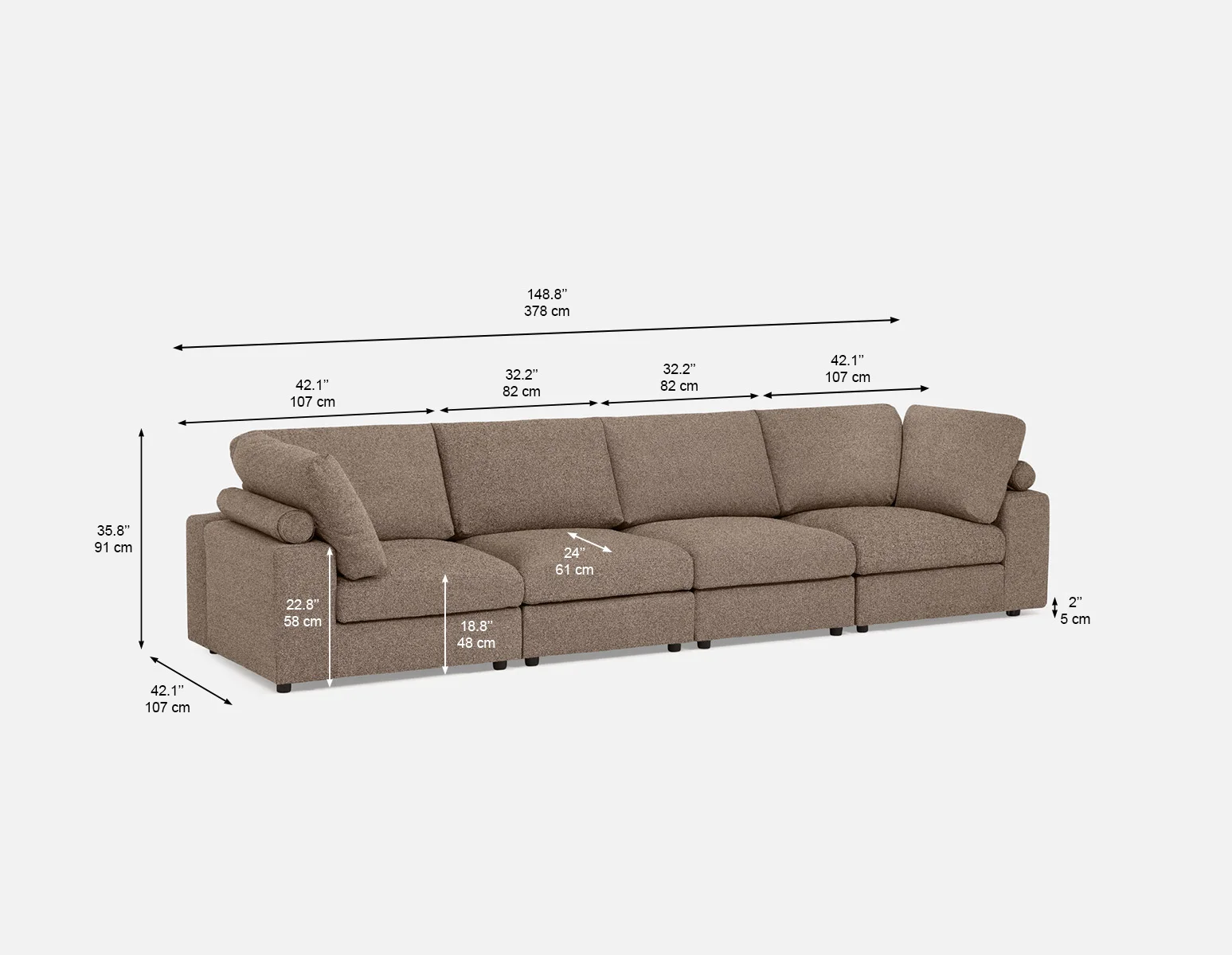 OLISA — 4-pc modular interchangeable sofa (70-83-32-52) - Image 8