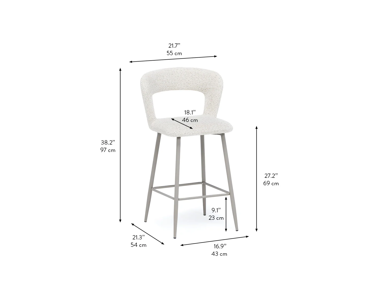 KIRIL — Modern contemporary counter stool 69 cm (29-54-45-46) - Image 11