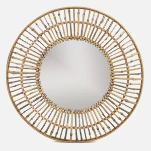 NELIA — Mirror with bamboo frame 71 cm