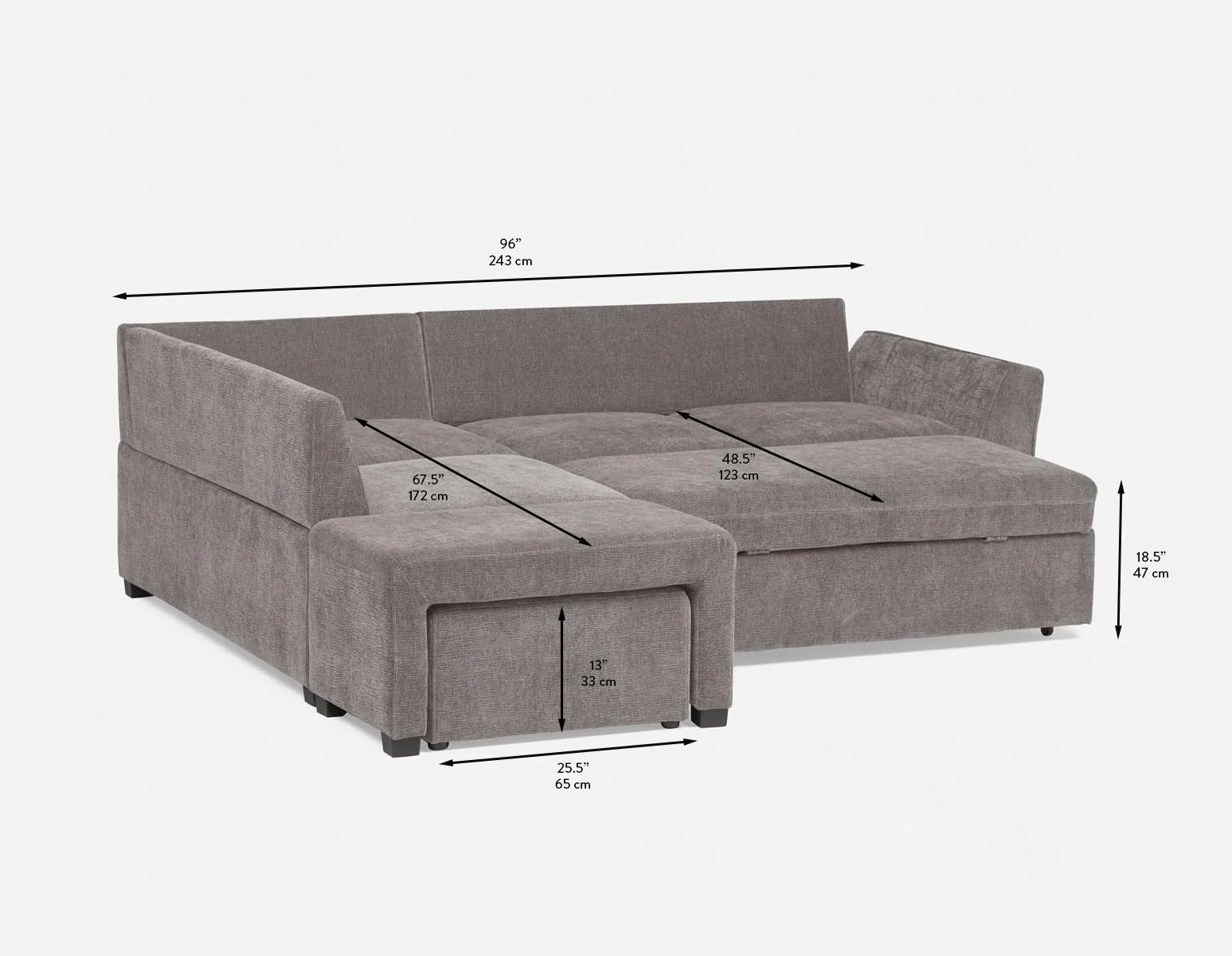 MINNESOTA — Left-facing sectional sofa-bed with storage (12-24-39-30) - Image 15
