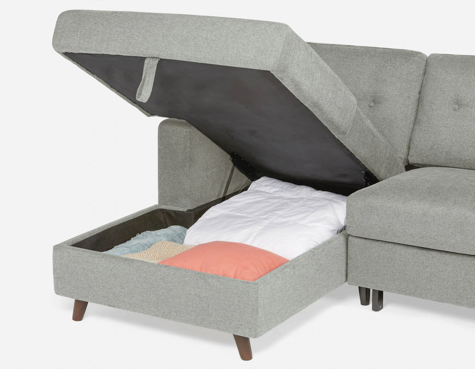 RENEE — Mid-century modern left-facing sectional sofa-bed with storage (91-23-69-30) - Image 3