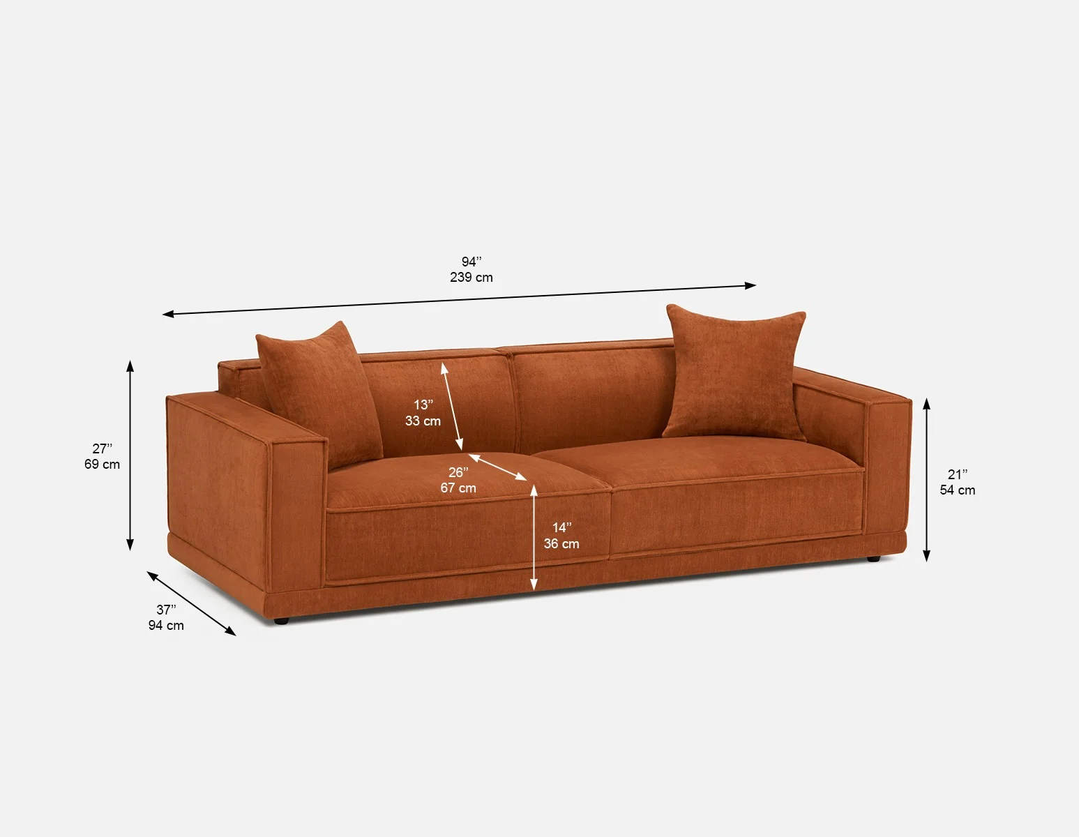 HILLARY — Modern low back 96" luxury sofa (64-85-93-90) - Image 11