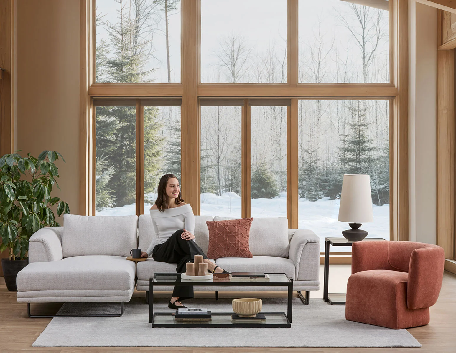 DIEGO — Modern contemporary sectional-sofa with tray (14-12-82-93-F)