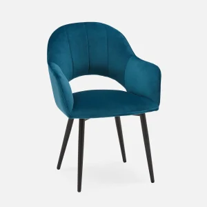 BAILEY — Contemporary velvet dining armchair (67-16-44-60)