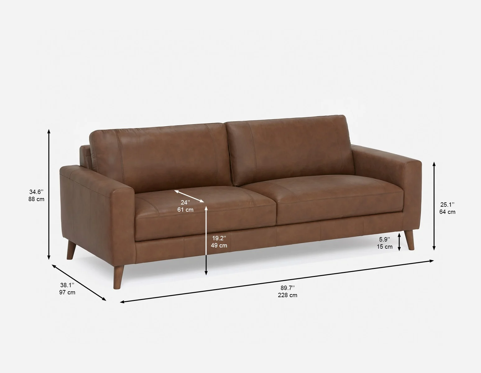 AMARI — 100% leather classic 3-seater sofa (30-26-64-67) - Image 11
