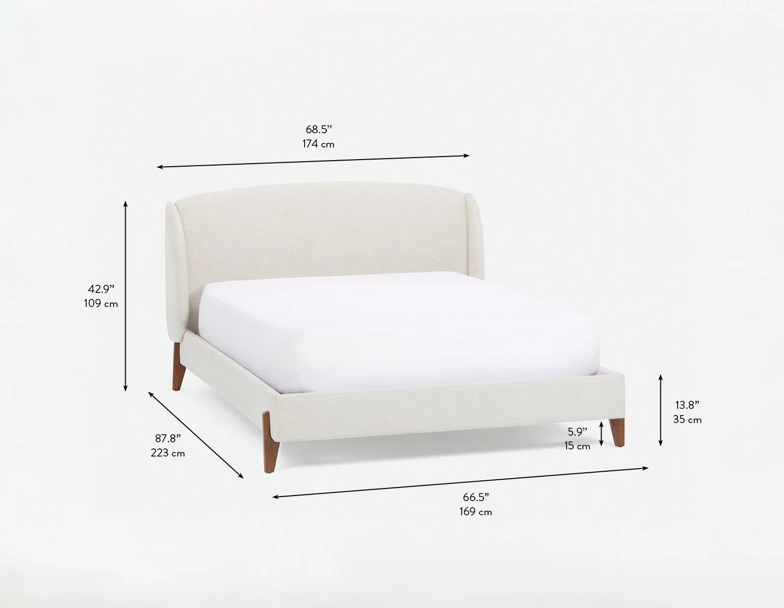 MARCIA — Mid-century modern upholstered queen size bed - Image 12