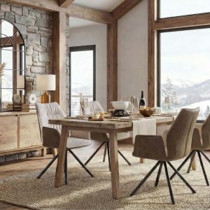 THESSALIA — Rustic farmhouse distressed solid mango wood dining table 200 cm (21-58-86-42)