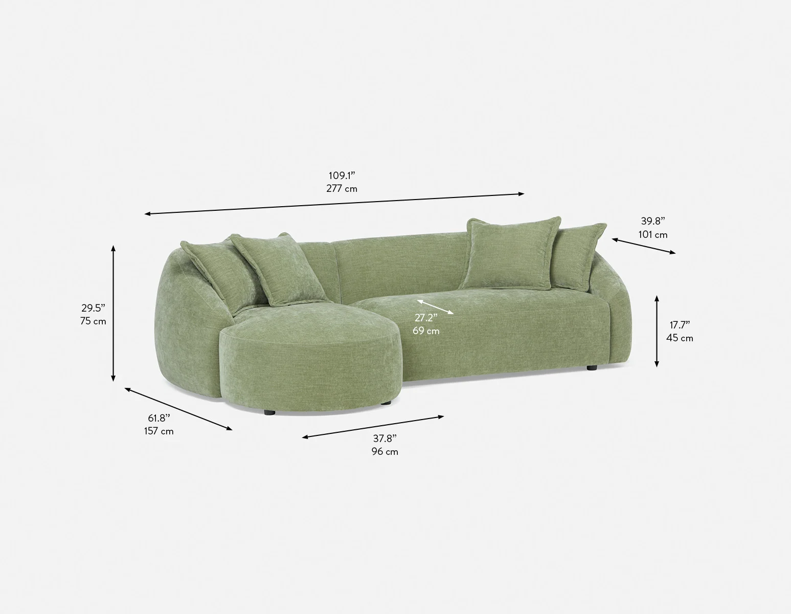DOYER — Modern left-facing sectional sofa (65-67-59-70) - Image 12