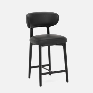 SEVILLE — 100% leather mid-century counter stool 66cm (45-12-99-20)