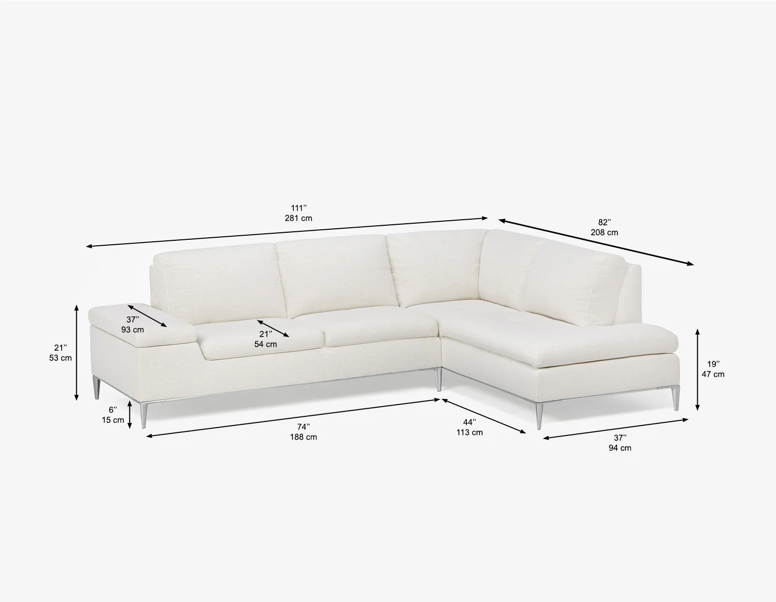 ANDREW — Left-facing sectional sofa in performance fabric (87-32-29-46) - Image 11