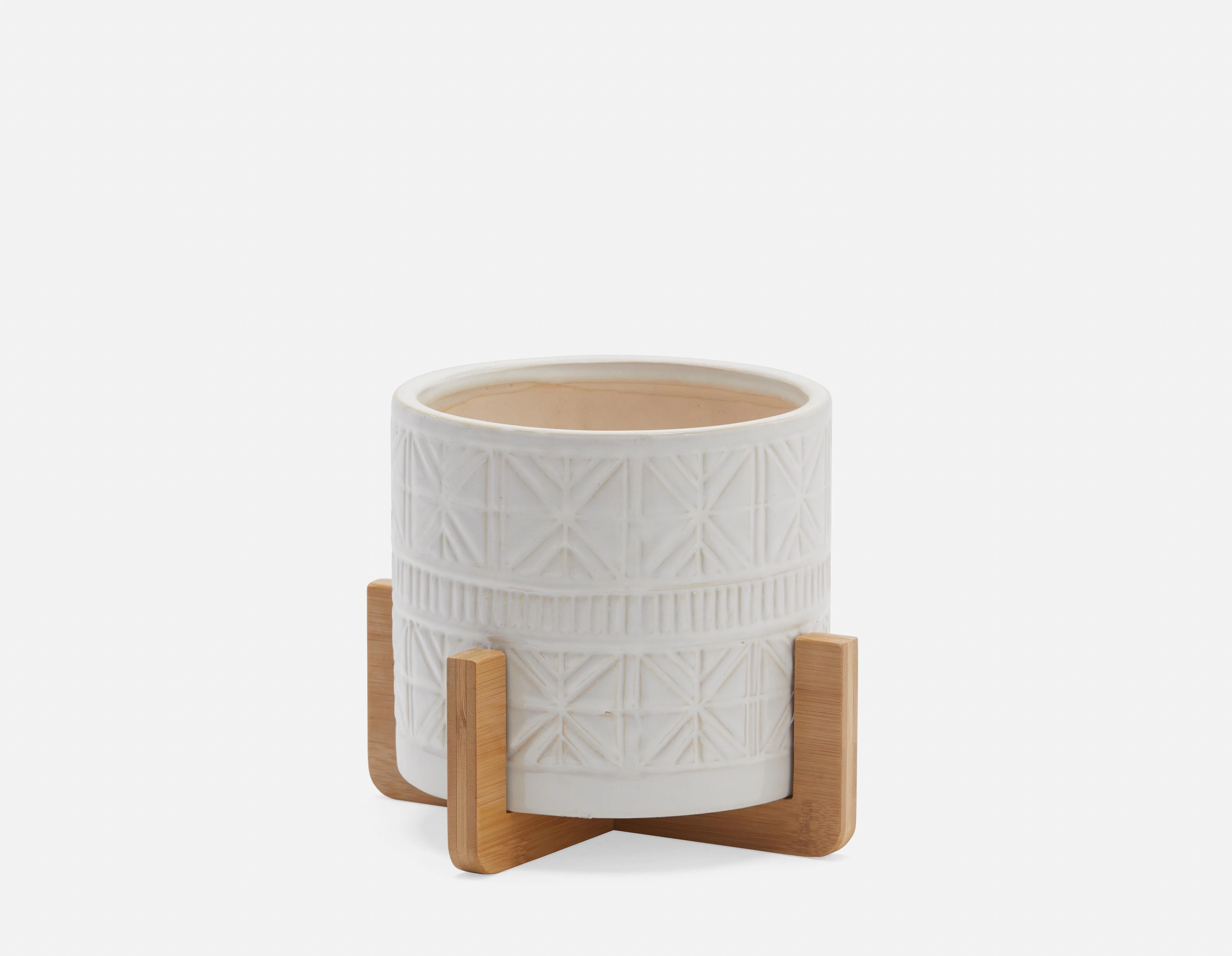 BOLANOW — Ceramic planter with bamboo stand 24 cm - Image 3