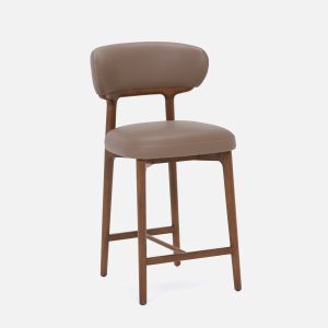 SEVILLE — 100% leather mid-century counter stool 66cm (45-12-99-93)