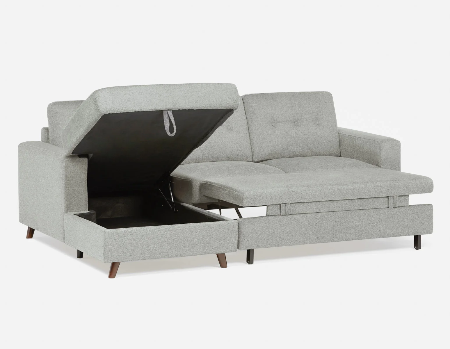 RENEE — Mid-century modern left-facing sectional sofa-bed with storage (91-23-69-30) - Image 12