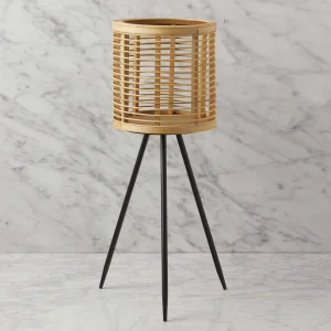 KENEL — Cache-pot en bois de pin et rotin avec support 61 cm