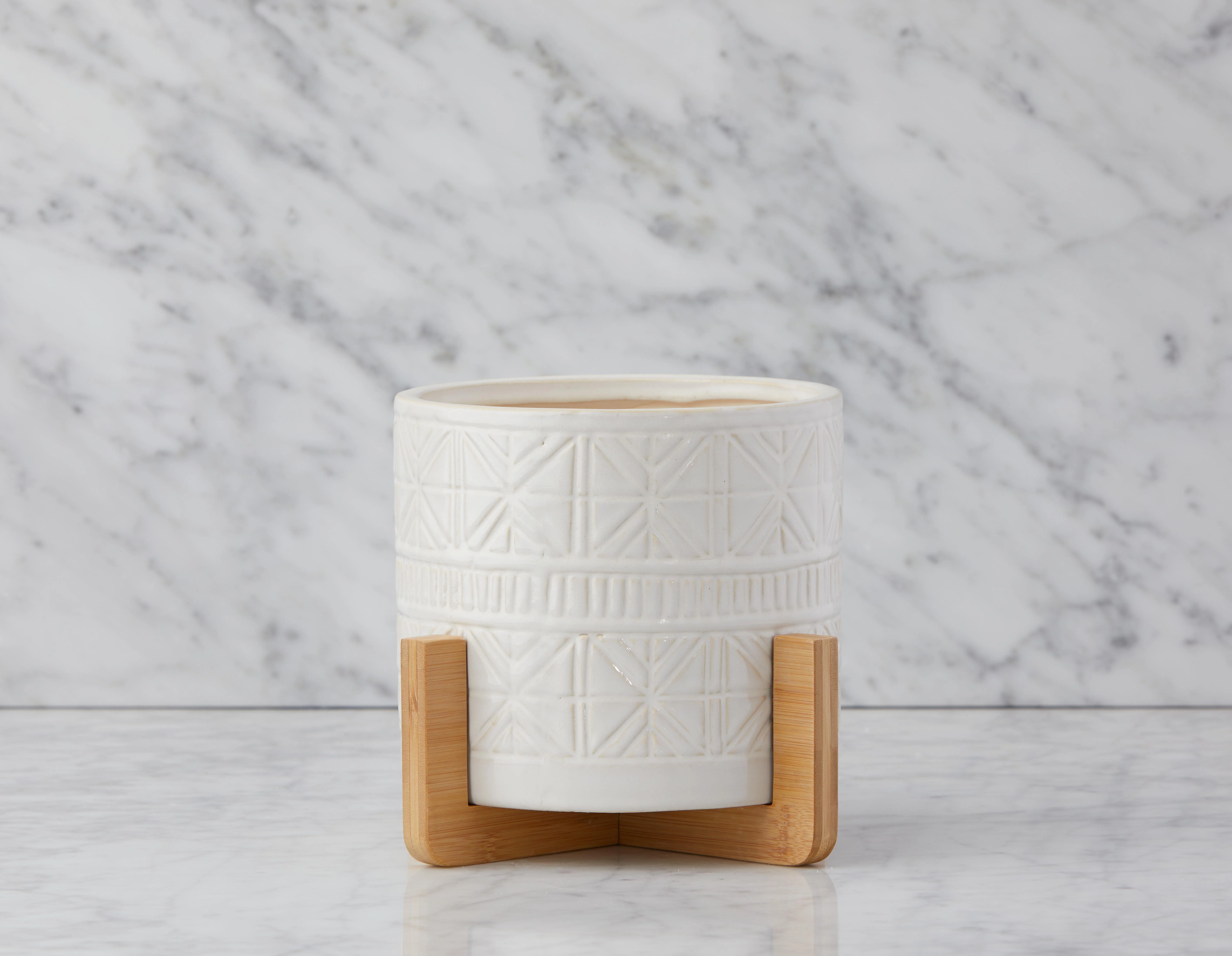 BOLANOW — Ceramic planter with bamboo stand 24 cm - Image 8