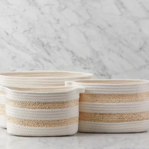 BUONO — Set of 3 maize and cotton rope baskets