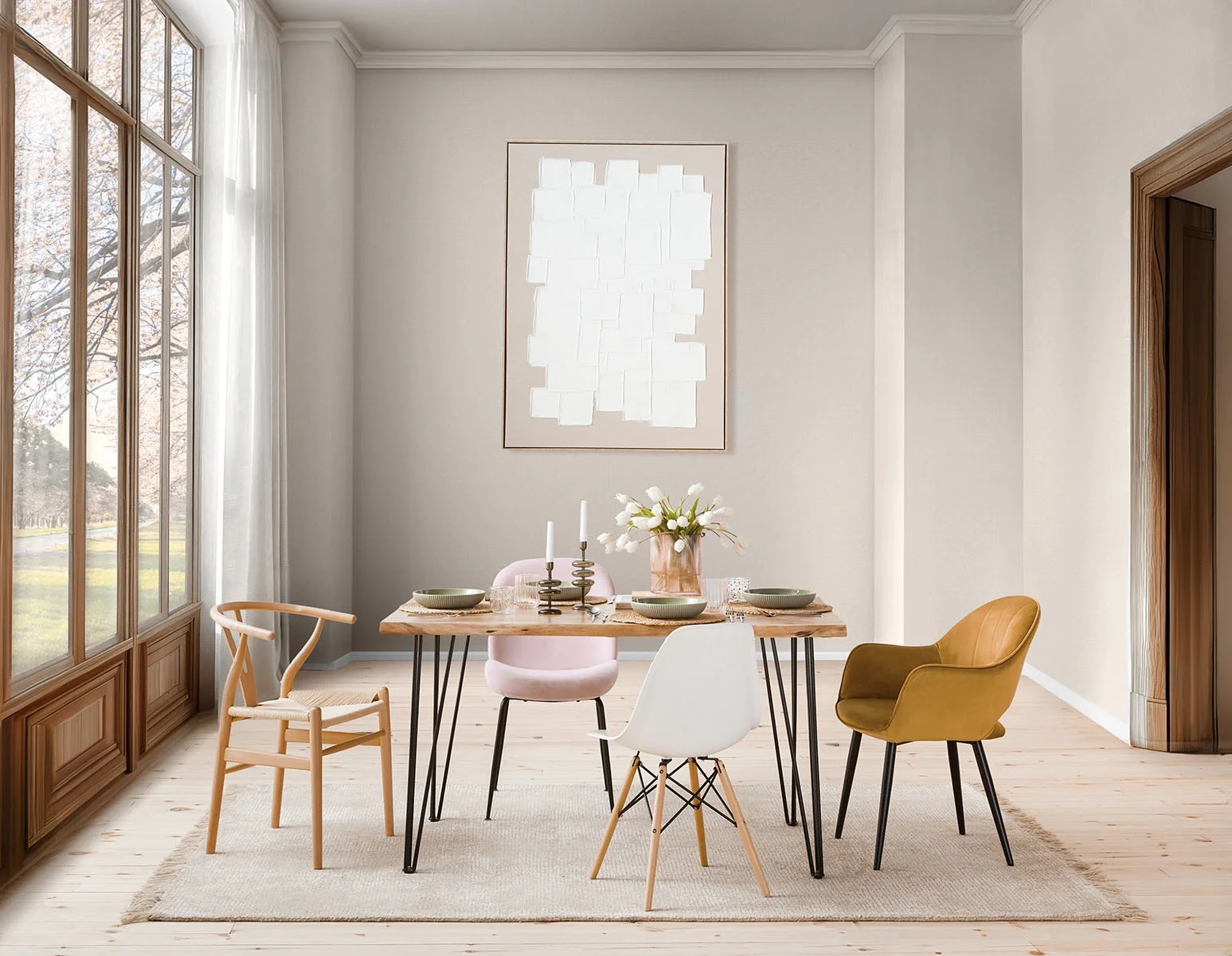 EIFFEL — Mid-century modern chair with solid beech wood legs (90-10-11-10) - Image 9