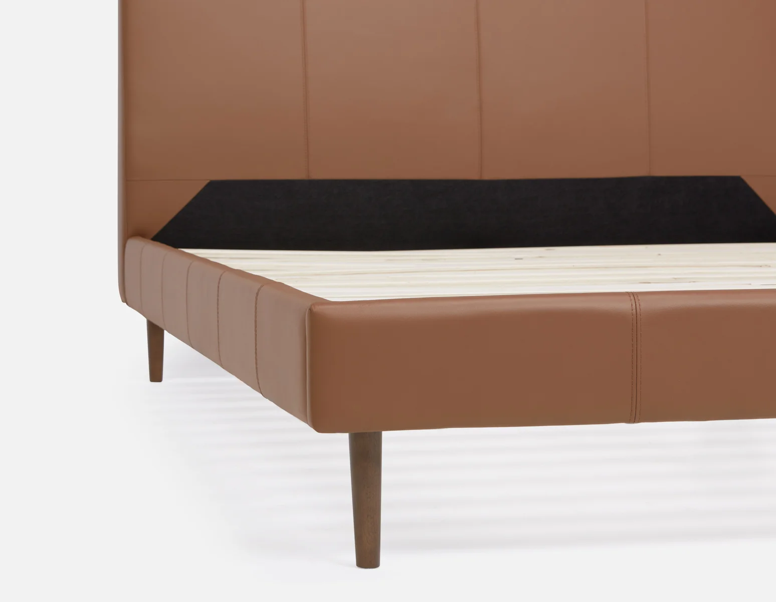 JAVIER — Mid-century modern 100% leather queen size bed (64-99-88-31) - Image 5