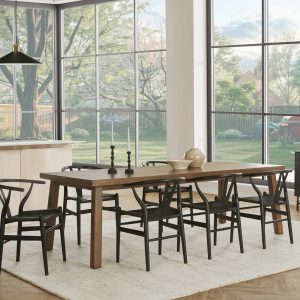 THESSALIA — Distressed solid mango wood large dining table 240 cm (94-80-91-96)