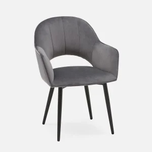 BAILEY — Contemporary velvet dining armchair (67-16-44-30)