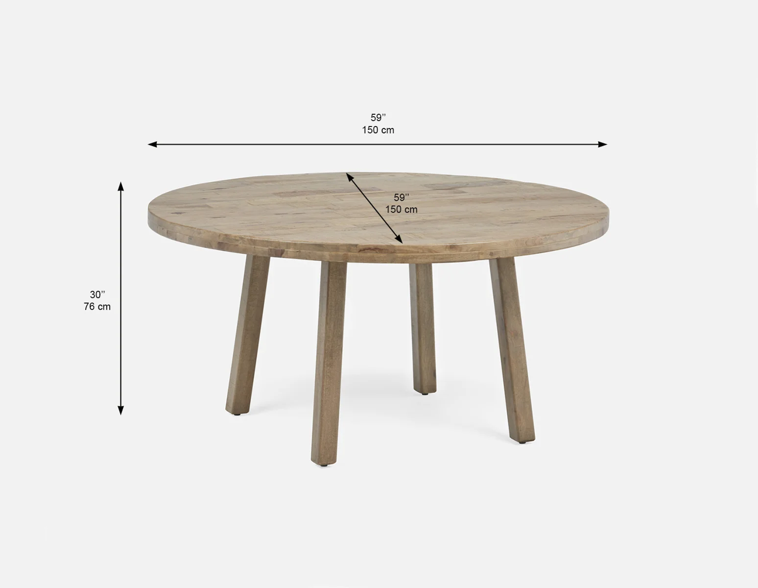THESSALIA — Distressed solid mango wood dining table 150 cm (21-99-94-42) - Image 6