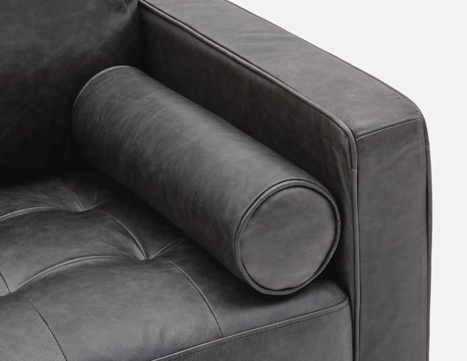 KINSEY — Mid-century modern 100% leather 3-seater sofa (94-25-26-20) - Image 3